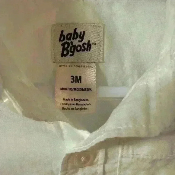 Baby Bgosh white collar button up onesie with cuffed denim sleeve size 3m EUC - Picture 3 of 6
